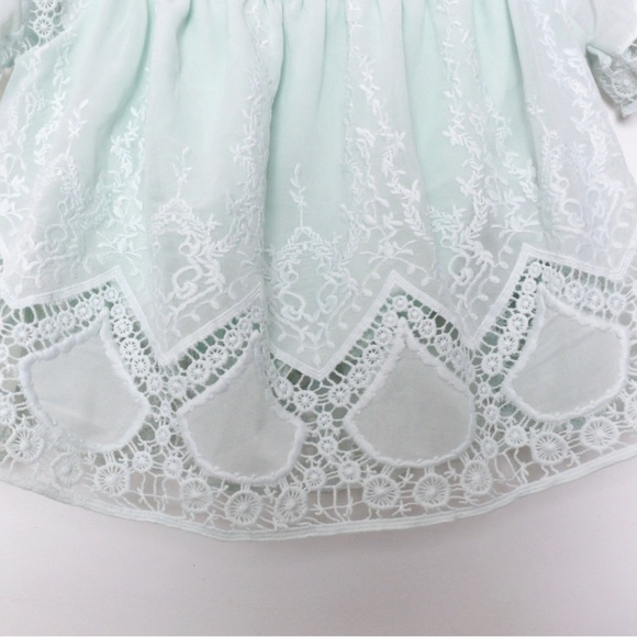 Lucy Paris Lace Off-Shoulder Crop Top in Mint/Pistachio. - Picture 3 of 6